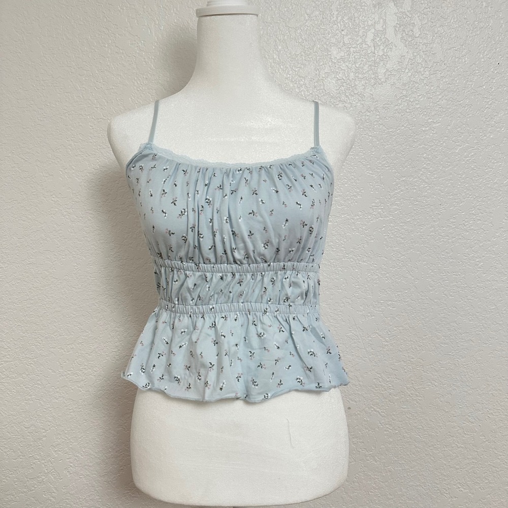 Cotton On Blue Floral Lace Camisole‎ Crop Tank Top Womens Size SP